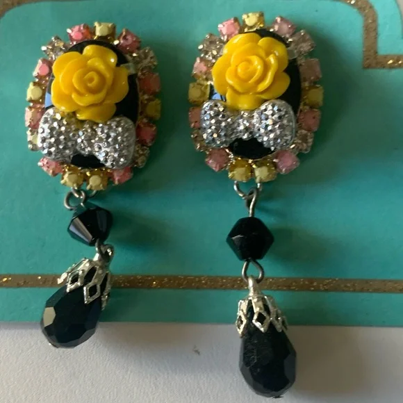 Necklace and earring set black and yellow - Picture 1 of 16